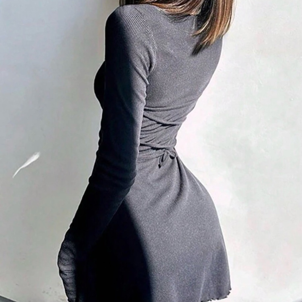 Women’s Ribbed Long-Sleeve Fitted A-Line Dress NWOT